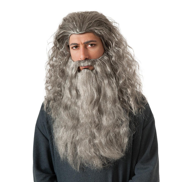 Long silver grey wizard wig and beard