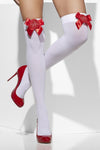 White stockings with red pulse bows for nurse costumes