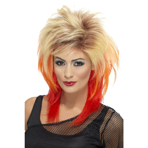 Blonde orange and red woman's mullet wig