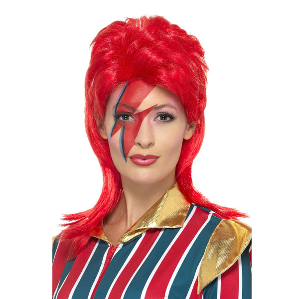 Red Ziggy Stardust David Bowie wig worn by female