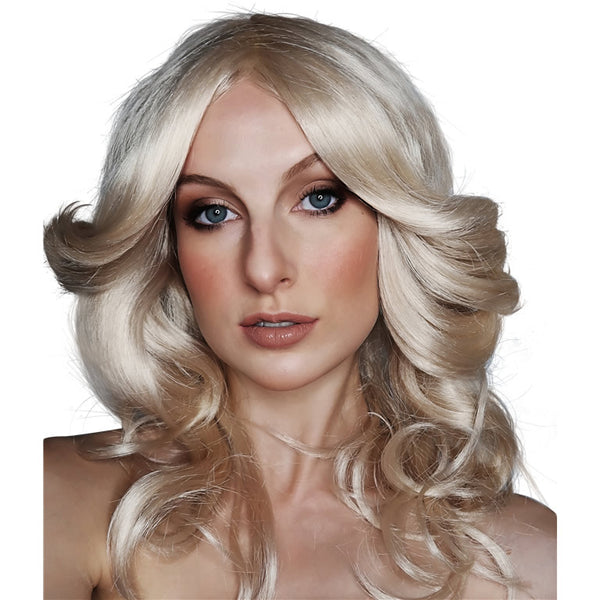 Long blond wavy 1970s Farrah Fawcett wig