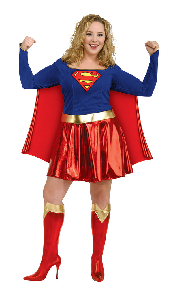 Plus size Supergirl costume with cape and boot covers