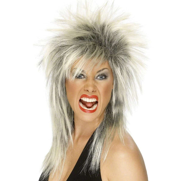 Blonde Tina Turner wig with dark roots