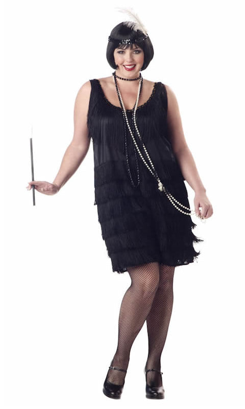 Plus size 20s flapper costume in black