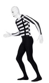 Side of second skin lycra bodysuit with suspenders and hat