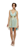 Short blue Grecian style dress with overdress and belt