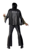Back of Elvis black and gold costume with cape and belt