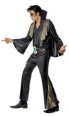 Side of Elvis black and gold costume with cape and belt