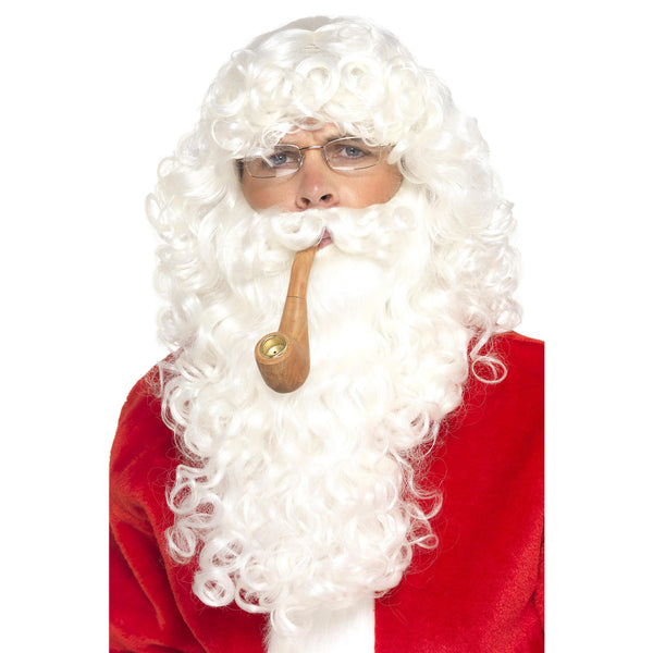 Santa wig, beard, pipe, glasses set