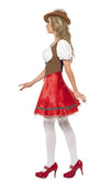 Side of red, white and brown Oktoberfest dress with apron