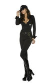 Black FBI bodysuit with belt and FBI cap