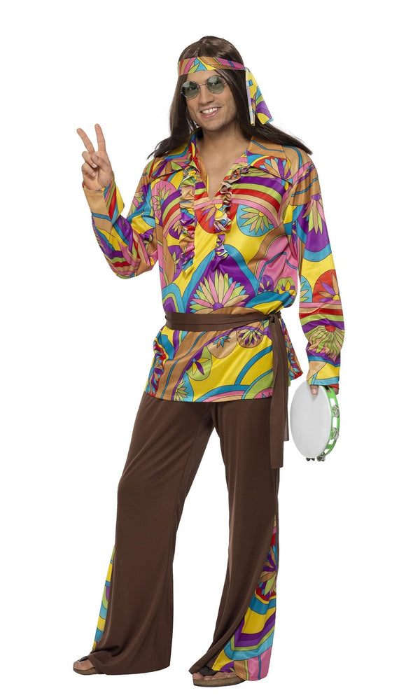 Hippy patterned top with matching brown pants and headband