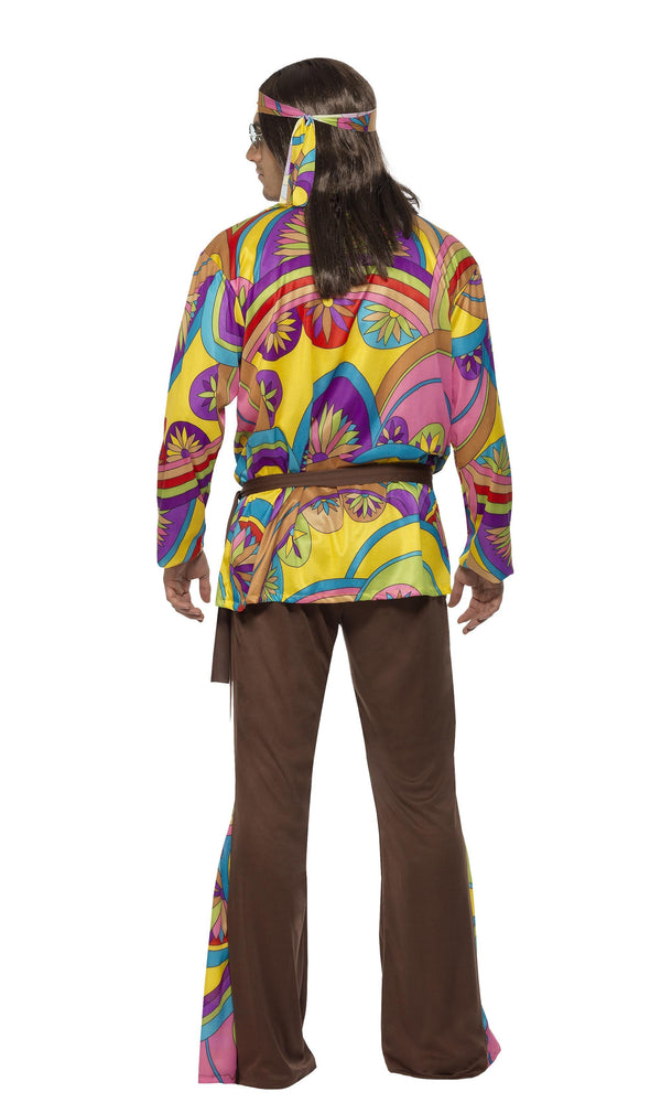 Back of hippy patterned top with matching brown pants and headband