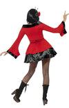 Back of red and black short Geisha dress