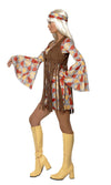 Side of short hippie dress with brown tassels and headband