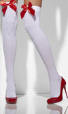 Stockings with Satin Bow White-Red