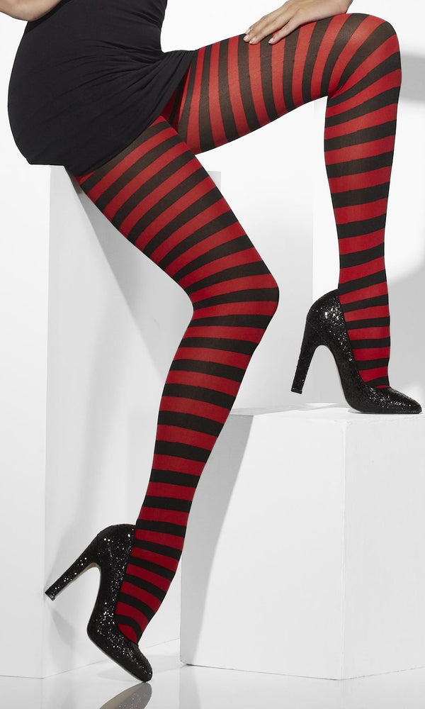 Red and black striped tights
