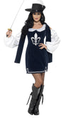 Musketeer dress with black hat and feather