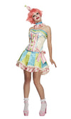 Vintage style clown dress with petticoat and hat on headband