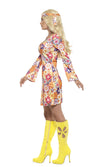 Side of hippie dress with flower patter, matching head band and peace necklace