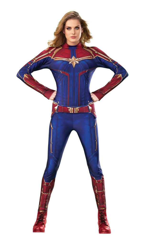 Captain Marvel blue and red jumpsuit