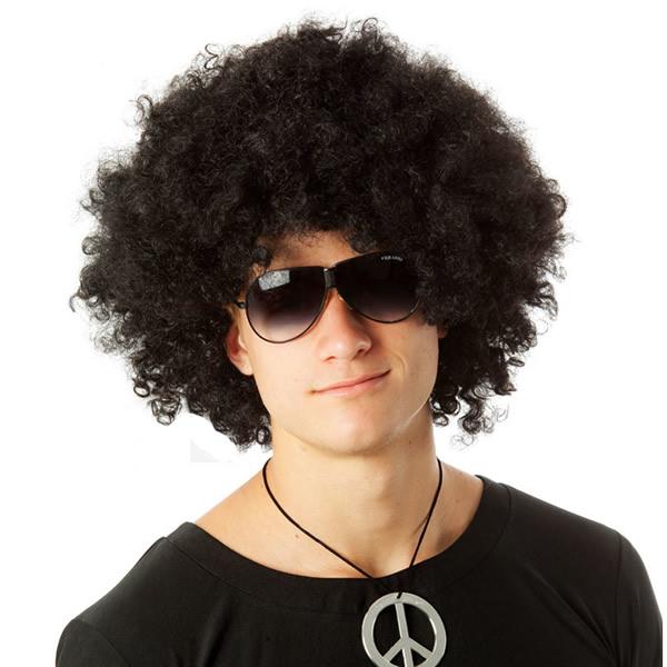 70s jumbo black afro wig shown on male