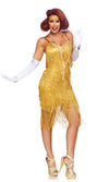 Dancing gold flapper dress with tassels and headband