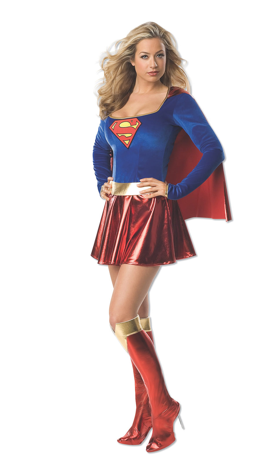Short Supergirl costume with cape and boot covers