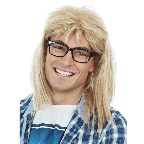 Garth Algar from Wayne's World styled blonde wig with glasses