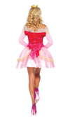Back of pink Aurora Princess Sleeping Beauty costume with crown