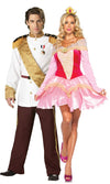 Pink Aurora Princess Sleeping Beauty costume with crown next to prince