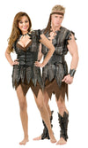Womens plus size brown and grey barbarian costume with partner