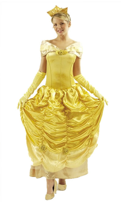 Long Belle dress with tiara and long gloves