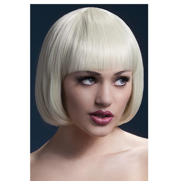 Fever Mia blond wig, curled cut bob with fringe