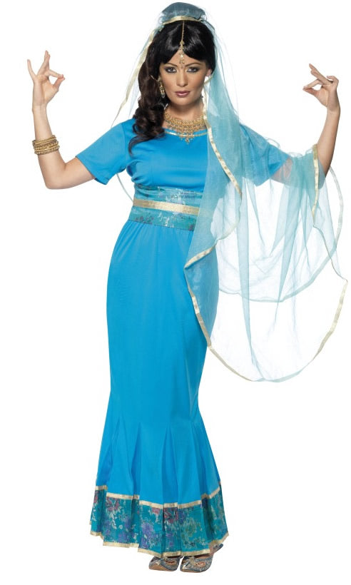 Long blue Bollywood costume with veil