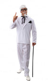 Colonel Sanders style costume with wig, goatee, cane and glasses