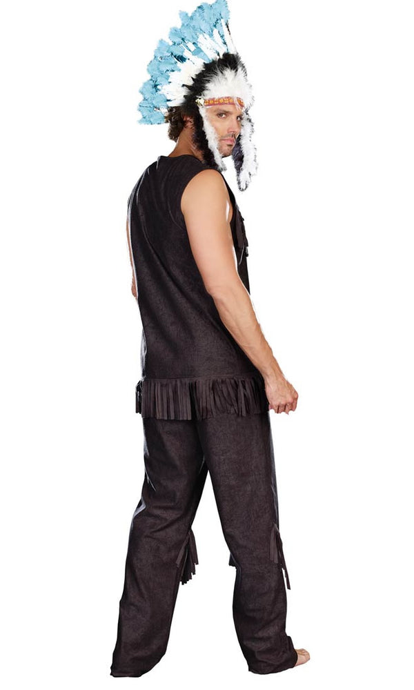 Back of men's Native Indian costume in black