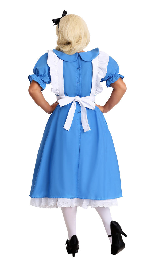 Plus size long blue Alice costume back