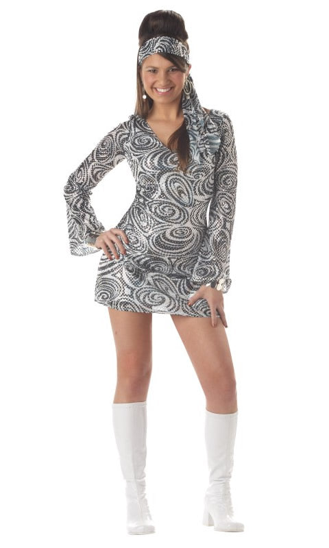 Silver disco dress with matching headband