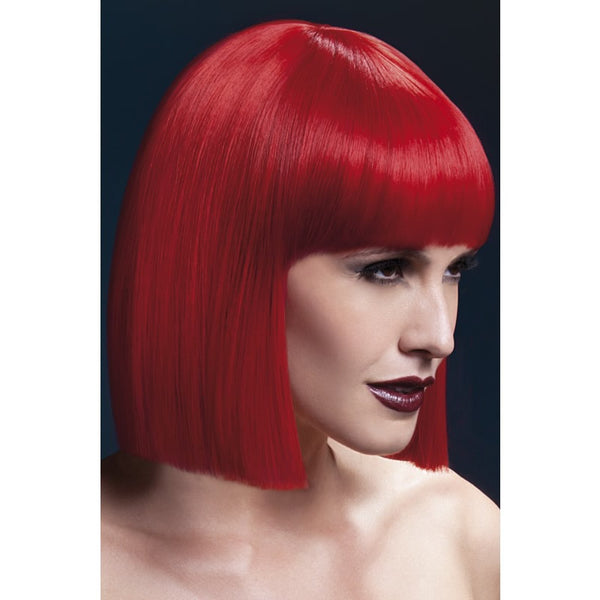 Short blunt red straight wig
