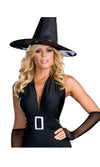 Alternate view of black witch dress with pointy hat and sheer gloves