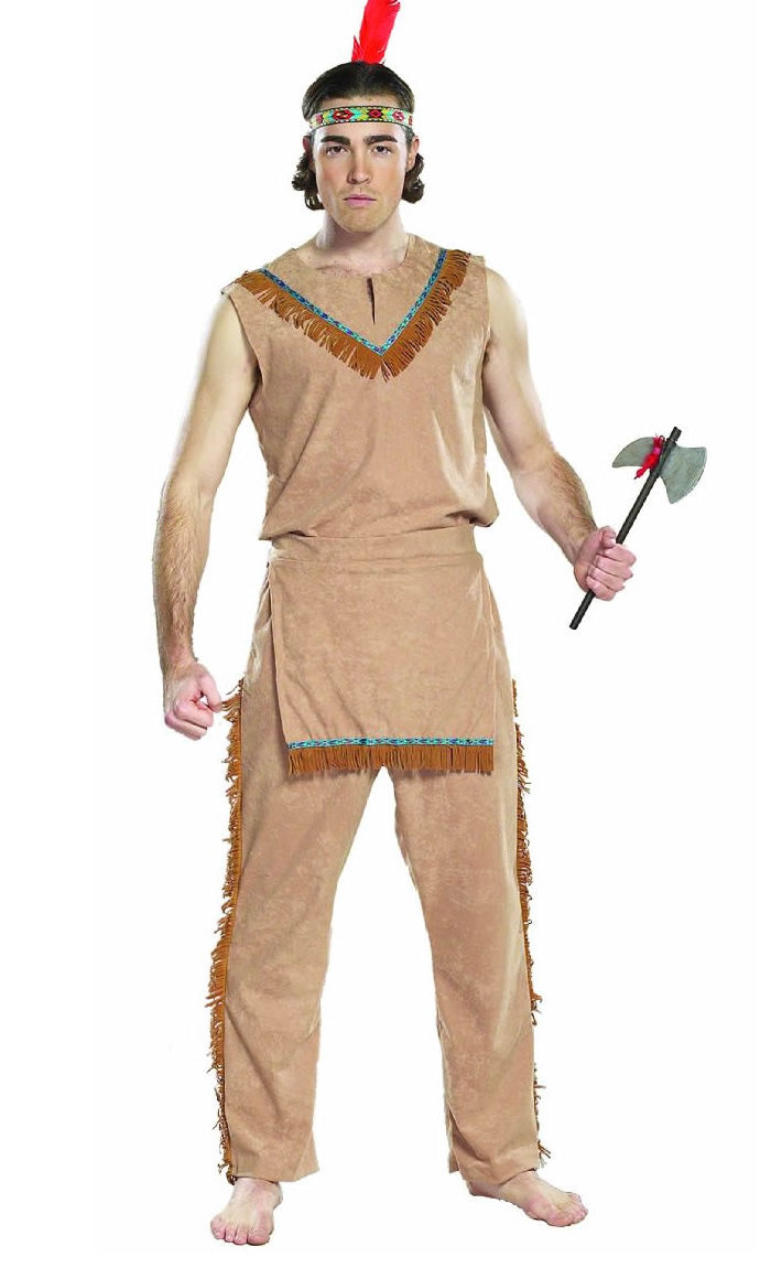 Native Indian warrior costume pants, top & belt, with headband