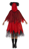 Back of red strapless Red Riding Hood dress with petticoat, apron and cape