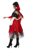 Side of red strapless Red Riding Hood dress with petticoat, apron and cape