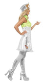 Side of silver and green Oscar Sesame Street dress with headpiece