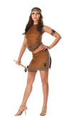 Short brown skirt and top Native American Indian costume with arm and headband