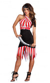 Alternate style of red and white striped pirate dress with black mid section and pirate headband