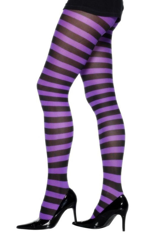 Striped Tights Purple and Black