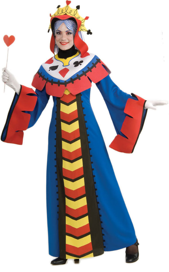Novelty queen playing card costume with heart on stick