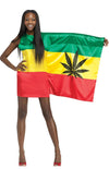 Rasta flag dress with marijuana leaf logo